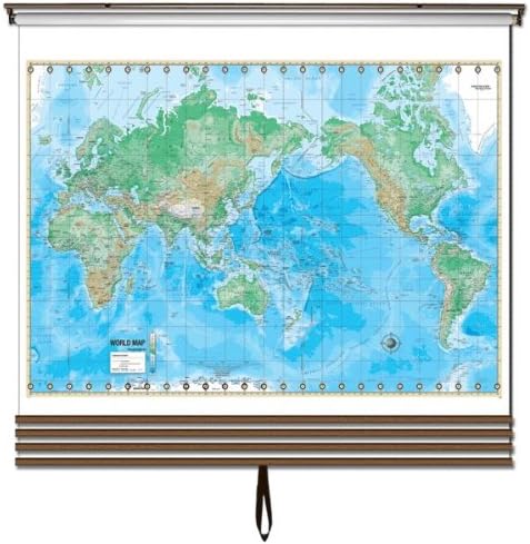 Advanced Physical Wall Map Set on Roller w/ Backboard; 4-Map Custom