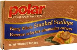 MW Polar Fancy Whole Smoked Scallops in Oil, 3-Ounce Packages (Pack of 24)