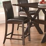 Set of 2 Counter Height Stools with Leatherette Seat in Cappuccino Finish