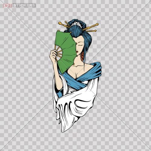 Decals Stickers Geisha Car Window,Helmet,Truck,Vinyl Art Decor Size: 4 X 1.8 Inches Vinyl color print