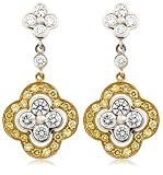 18k Two-Tone Gold White and Yellow Diamond Clover Drop Earrings (2.11 cttw)