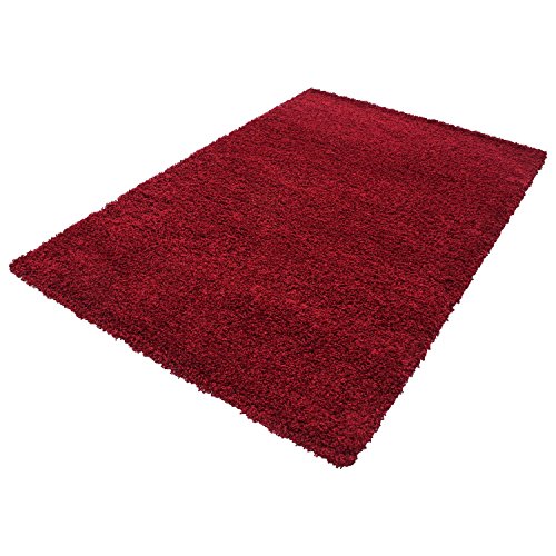 Hochflor Shaggy Teppiche OEKO-TEX Langflor Carpet kuschelig einfarbig 30 mm 1500, Maße:60×110 cm;Farbe:Rot - 2