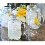Monogram Drinking Jars Set Of 4, 16.5OZ/SET OF 4, V