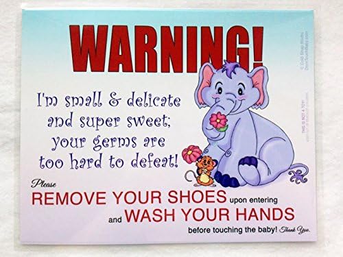 Flower Friends Warning Laminated 8" x 10" Remove Your Shoes and Wash Your Hands Before Touching the Baby - Home Sign, Handmade in the USA