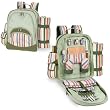Avalon Deluxe Riviera Edition Sage Green With Multi Color Stripes 16.5 Inches Backpack With Wine Duffel & Deluxe Service With Blanket