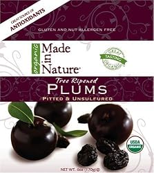 Made In Nature Organic Plums, Pitted, Dried and Unsulfured, 6-Ounce Bags (Pack of 6)