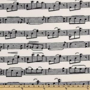 60-Wide-WinterFleece-Musical-Notes-Black-Ivory-Fabric-By-The-Yard