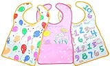 防水 スタイ ビブ ポケットつき 食事 エプロン 3枚 セット (ピンク・オレンジ)