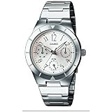 Casio Women's LTP2069D-7A2V Silver Stainless-Steel Quartz Watch with White Dial
