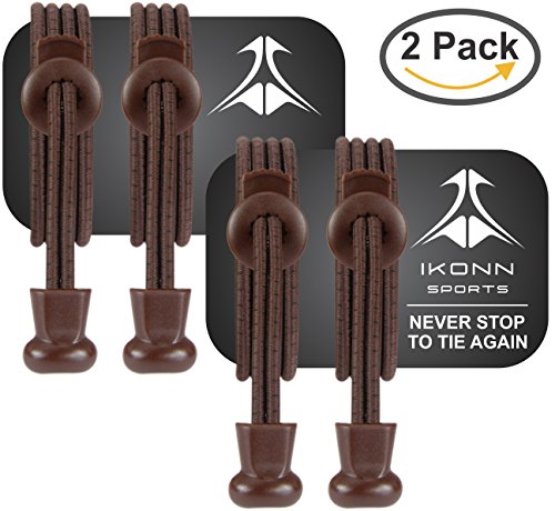 IKONN SPORTS Elastic No Tie Shoe Laces that Lock (Pack of 2 pairs) - Replacement Shoelaces, Triathlon, Fitness, Running Gear Accessories, Shoe Laces for Running, Fitness Exercise