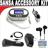 Digital 203 Channel FM Transmitter with LCD Screen + Black mini soft Earbuds + 3-in-1 Charging kit for SanDisk Sansa Fuze, View, Clip and other Sansa MP3 Players + DBROTH Microfiber Cleaning Cloth