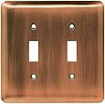 Brainerd 64090 Stamped Steel Round Double Toggle Switch Wall Plate / Switch Plate / Cover, Antique Copper