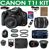 BRAND NEW CANON REBEL T1I (IMPORT) + CANON 18-55mm IS LENS + CANON 75-300mm ZOOM LENS + VIVITAR 500mm MIRROR LENS + 2X TELECONVERTER LENS + .40X SUPER WIDE ANGLE FISHEYE LENS + 16GB HIGH SPEED MEMORY CARD CLASS 10 + MACK 3 YEAR WORLDWIDE WARRANTY