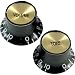 Gibson Vintage Top Hat Replacement Knobs, Black / Gold (2 Tone, 2 Volume)