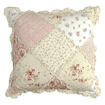 KISSENHÜLLE KISSENBEZUG PATCHWORK RÜSCHEN 50x50CM