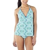 Mossimo® Black: Women's Mosaic Print 2 pc. Tankini Swimsuit - Turquiose/White