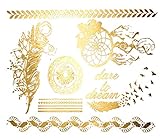 Premium Metallic Tattoos - 75+ Gold, Silver, Black Shimmer Designs. Temporary Fake Jewelry Tattoos By Terra Tattoos™ (Harmony Collection)