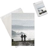 Jigsaw Puzzles of Two mountain bikes climbing up hill, silhouetted against mist, Newlands Corner, from Robert Harding