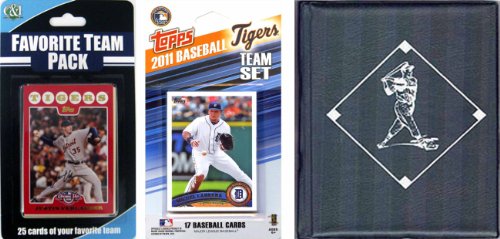 MLB Detroit Tigers Licensed 2011 Topps Team Set and Favorite Player Trading Cards Plus Storage Album