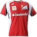 Dieses klassische Scuderia Ferrari T-Shirt von Puma ist ein original lizenzierter Artikel aus der 
aktuellen Ferrari Formel1 Merchandising Kollektion. Das T-Shirt tr�gt den Namen von Fernando Alonso 
und besteht aus 100% Baumwolle. Es ist rot, hat aber von den Schultern seitlich bis nach unten einen 
wei�en Streifen, der bei den �rmeln mit schwarz kombiniert ist. Auf der Brust befinden sich die 
PUMA, SHELL und FERRARI Logos gestickt und das SANTANDER Logo aufgedruckt. Das Alonso Logo und die 
spanische Fahne sind an den �rmeln aufgedruckt. Das T-Shirt ist mit geripptem Rundhalsausschnitt 
versehen. In der Innenseite des Halses sind die italienischen Nationalfarben angebracht. Hinten im 
Nacken ist das PUMA CAT Logo hochwertig eingestickt. Das T-Shirt ist in den Gr��en S, M, L und XL 
lieferbar.