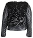 Catherine Malandrino Little Girls Fur Moto Jacket with PU Leather Quilted Sleeve