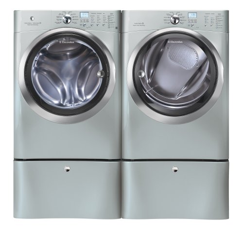 Electrolux Silver IQ Touch Front Load Washer and Steam ELECTRIC Dryer Laundry Set W/ Pedestals EIFLS60LSS_EIMED60LSS_EPWD15SS