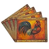 Benson Mills Cork Placemats, Rooster Pride, Set of 4