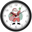 Santa Claus with Bag of Presents (Cartoon) Christmas Theme Wall Clock by WatchBuddy Timepieces (Hunter Green Frame)