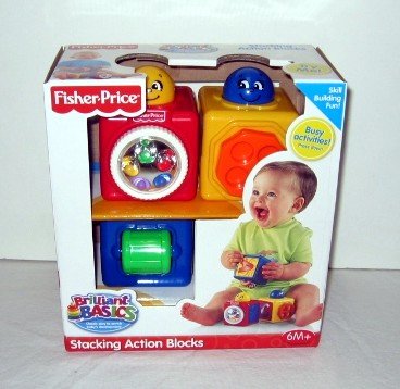 Childrens Toyshop  Toys : Fisher Price Brilliant Basics Stacking Action Blocks