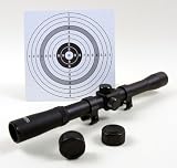 Luftgewehr Zielfernrohr 4x20 mit 11-mm-Montage + 10 ORIGINAL shoot-club Zielscheiben mit 250 g/m²