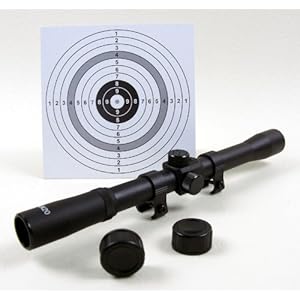 Luftgewehr Zielfernrohr 4x20 mit 11-mm-Montage + 10 ORIGINAL shoot-club Zielscheiben mit 250 g/m² Luftgewehr Zielfernrohr 4x20 mit 11-mm-Montage + 10 ORIGINAL shoot-club Zielscheiben mit 250 g/m²