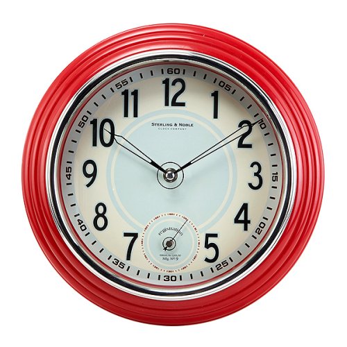 Retro Kitchen Wall Clock  Red