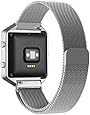Fitbit Blaze Accessory Band Large (6.7-8.1 in),Oitom® Milanese loop stailess steel Bracelet Strap for Fitbit Blaze Smart Fitness Watch, Black, Silver, Large with unique Magnet lock (Silver)