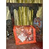 Tapestries-sariMotiIndianOrangeGoldTapestryThrowWallHanging60X40InchesFreeShipping