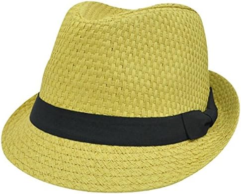 FEDORA TRILBY HAT KHAKI WOVEN TWEED PAPER BLK SMALL MED