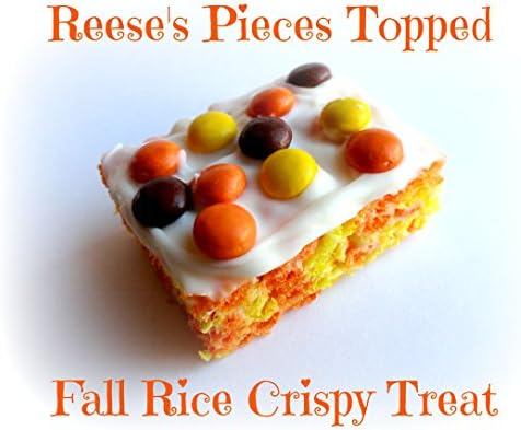 Thanksgiving Fall Autumn White Chocolate Dipped Reese's Pieces Covered Rice Krispies Treats Crispy Crispies