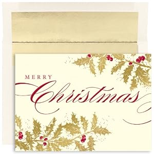 Merry Christmas Holly Christmas Cards -