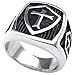 KONOV Mens Stainless Steel Ring, Vintage Shield Cross, Silver Black