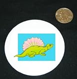 3" button / pin printed with dinosaur, reptile, fan, extinction, spinosaurus