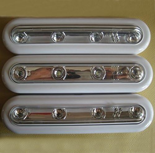 ECVISION® Stick Tap Touch Stick On 4 led Lamp Light With 180 Degrees Tilt Function for Kitchen Closet Office Desk Car Attics Garages Organizer Room (3PCS)