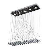 Modern Crystal Rectangular 5-Light Pyramid Chandelier