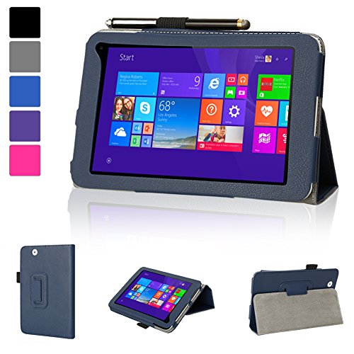 Evecase Toshiba Encore Mini WT7-C Case, SlimBook Leather Folio Stand Case Cover with Magnetic Closure for Toshiba Encore mini WT7-C16 / C32 7-inch Windows 8.1 Tablet - Blue