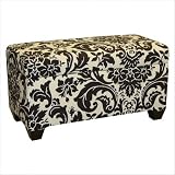 Upholstered Storage Bench in Fiorenza Black and White