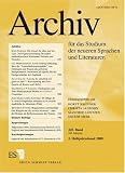 Produkt-Bild: Archiv f&uuml;r das Studium der neueren Sprachen und Literaturen
