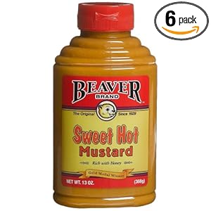 Beaver Brand Sweet Hot Mustard, 13-Ounce Squeezable Bottles (Pack of 6)