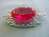 Silver Bars and Red Stone Pin