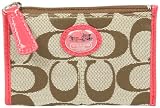 Coach Sutton Signature Mini Skinny Key Chain Wallet Khaki Watermelon