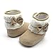 Weixinbuy Baby Girls Bowknot Fleece Crib Shoes Princess Snow Boots (S(0-6 Months), khaki)