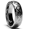 7MM Dome Tungsten Ring with Laser Etched Celtic Design Sizes 8 to 13