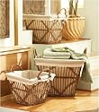 Set of 3 Square Willow Storage Laundry Baskets With Linen Lining